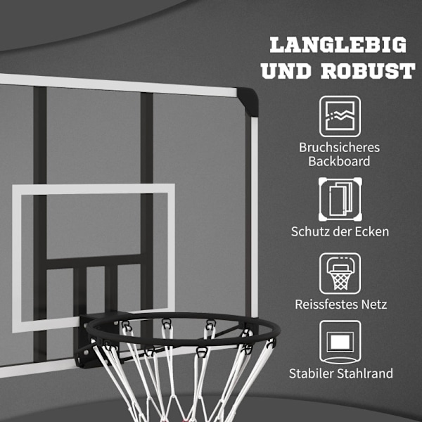 Rootz Basketball Hoop Sæt - Hoop Sæt - Basket Hoop - Splintfri bagpanel - Justerbar højde - 113cm x 61cm x 73cm