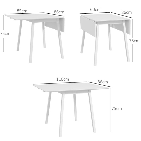 Rootz hopfällbart matbord - Mångsidigt bord - Stilrent bord - Utrymmesbesparande design - Slitstark furu - Multifunktionell användning - 86D x 110W x