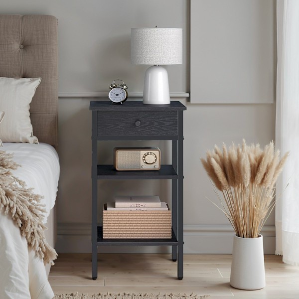 Rootz Bedside Bord - Side Bord - Skuffe & Rum - Rumbesparende design - 35,1 cm x 35,1 cm x 70,1 cm