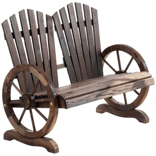 Rootz Trädgårdsbänk med armstöd - Bänk - Trädgårdsmöbler - Rustik bänk - Massivt trä - Mörkbrun - 108 x 66 x 95 cm