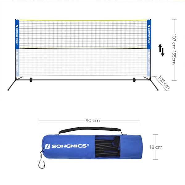 Rootz Badminton Bar Set - Utomhusspelset - Portabelt sportset - Stålstänger - PE Mesh - Oxford-tyg - Justerbar höjd - Lättvikt - Enkel montering - 400