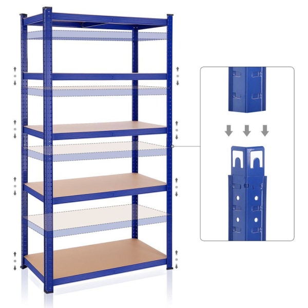 Rootz Säilytysteline - 2 säilytyshyllyn sarja - Pysyvät hyllyt - 5 hyllyä Säilytystelineet - Säilytyshyllyt - 5 hyllyä - Sininen - 50 x 100 x 200 cm