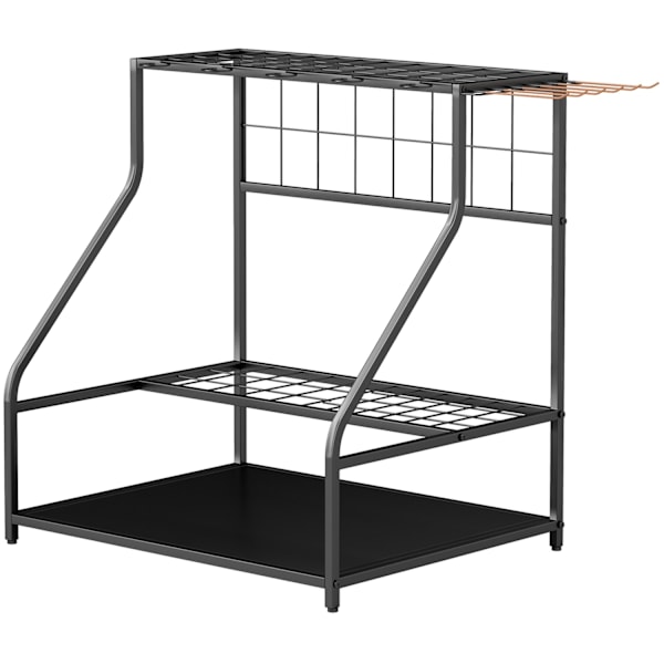 Rootz Garden Tool Storage Frame - Garden Tool Organizer - 3 -trins hylde - Rustresistente metal - 84 cm x 53 cm x 73 cm - Sort