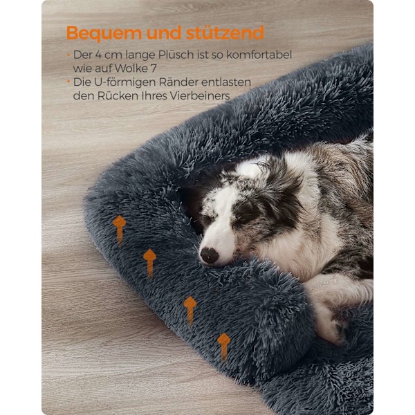 Rootz Plys Hundeseng - TPU-belægning, PP-fyld - Blød kæledyrssofa - 110 cm x 95 cm x 18 cm - Mørkegrå - Letvægts 1,9 kg