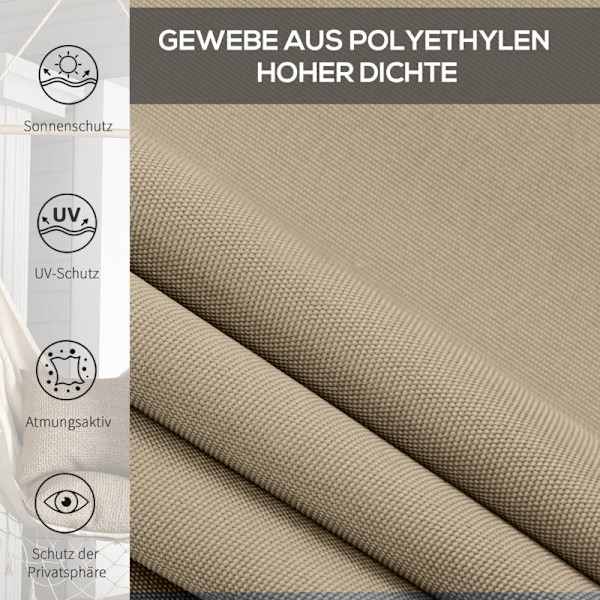 Rootz Outdoor Rullegardin - Privacy Screen - Solskærm - Beige - HDPE stof - Aluminiumsramme - 183cm x 185cm