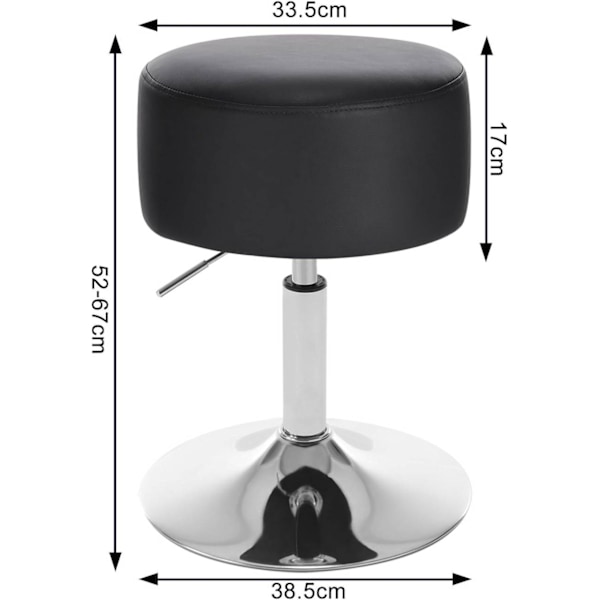 Rootz Swivel Bar Pall - Lågprofilstol - Justerbar Pall - Imiterat läder - 33,5 cm Sits - 52-67 cm Höjd - 38,5 cm Base