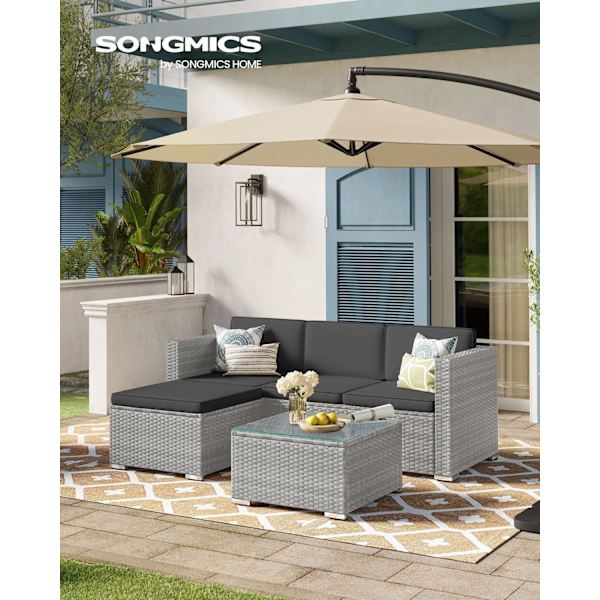 Rootz 4-delt udendørs møbelsæt - Havesæt - Rattan sofa - Patio Lounge - PE polyethylen materiale - VFT puder - 173cm x 60cm x 66cm