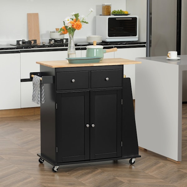 Rootz Kitchen Island - Kitchen Cart - Mobile Counter - riklig förvaring - 80 cm x 45 cm x 89,5 cm