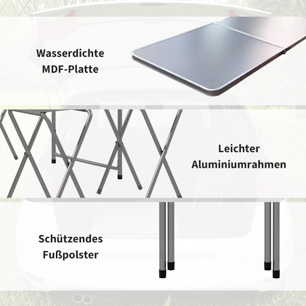 Rootz picknickset hopfällbart bord med stolar - Bärbart matsalsset - Utemöbler - Komfort, hållbarhet, bekvämlighet - 180 cm x 60 cm x 70 cm bord, 32 c