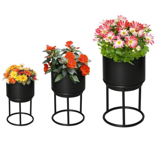 Rootz Set med 3 blomsterställ - Blomkruka - Växtställ i metall -