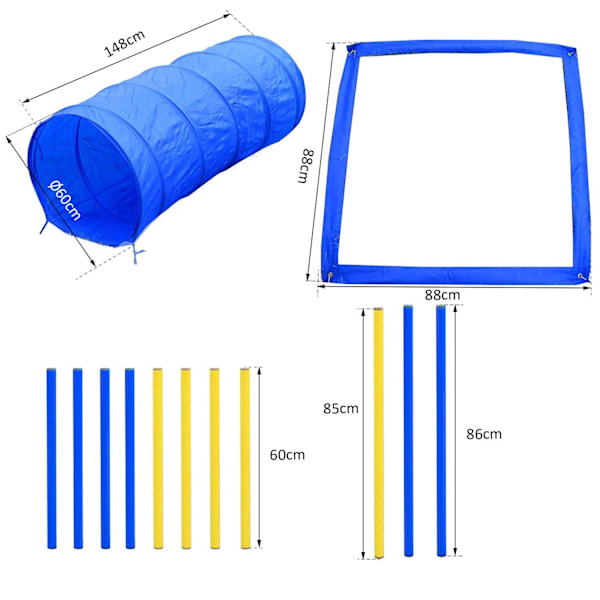 Rootz Dog Agility Tunnel - Gul, Blå - Pe, Polyester - 58,26 cm x 60 cm x cm