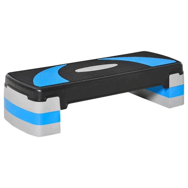 Rootz Aerobic Stepper - 3-tasoinen - Korkeussäädettävä - Musta + Vaaleansininen + Harmaa - 80 x 31 x 20 cm