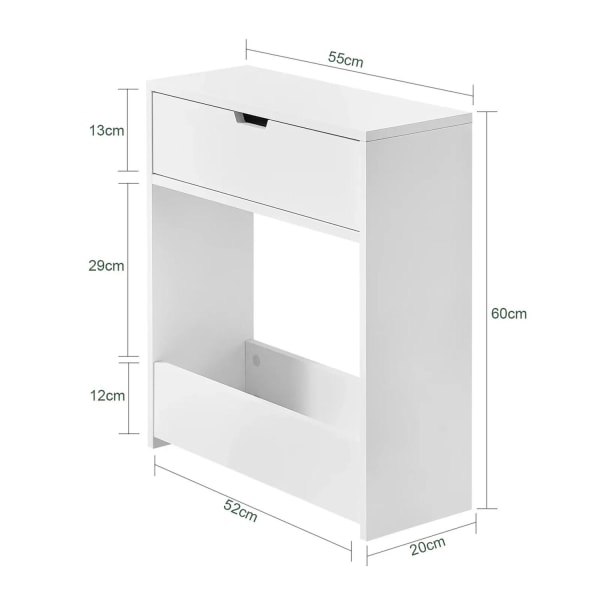 Rootz Badeværelse Toiletpapir Rolle Holde-Badeværelseshylde Smal hylde Opbevaringsskab- B55 x D20 x H60cm