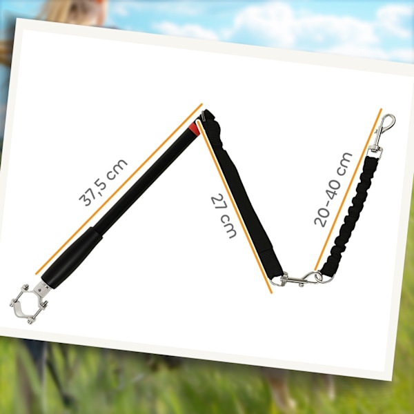 Rootz Bicycle Dog Leash - Elastic Rope - Tubular Steel - Shock -reducerende design - 124 cm Længde - Hold hunde sikkert på cykelture