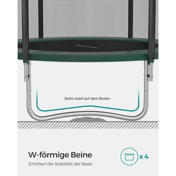 Rootz 366cm Trampolin - Havetrampolin - Udendørs Trampolin - Galvaniseret stålramme - Sikkerhedsnet - EPE skumpolstring - 366cm x 90cm - Sort-grøn