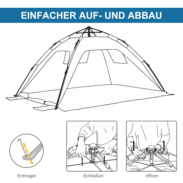 Rootz Pop -Up Beach Tält - Sun Shade - UV Shelter - Mesh Window - Fiberglas Frame - 220x173x120cm