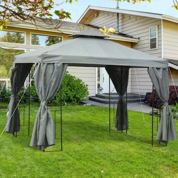 Rootz Metal Gazebo - Puutarhapaviljonki - Hääjuhlapaviljonki - 295 cm x 295 cm x 270 cm