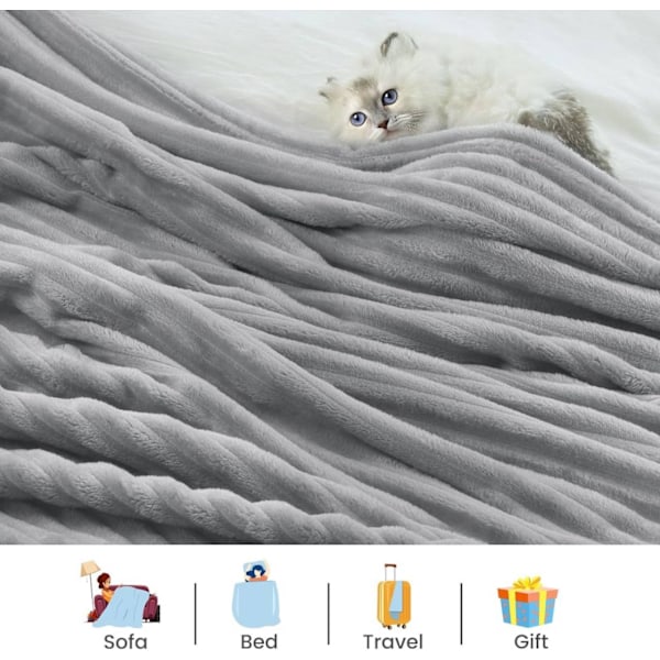 Rootz flanell fleecefilt - Randigt mjukt täcke - Mysigt plagg - 280g/m² - 150x200cm / 220x240cm