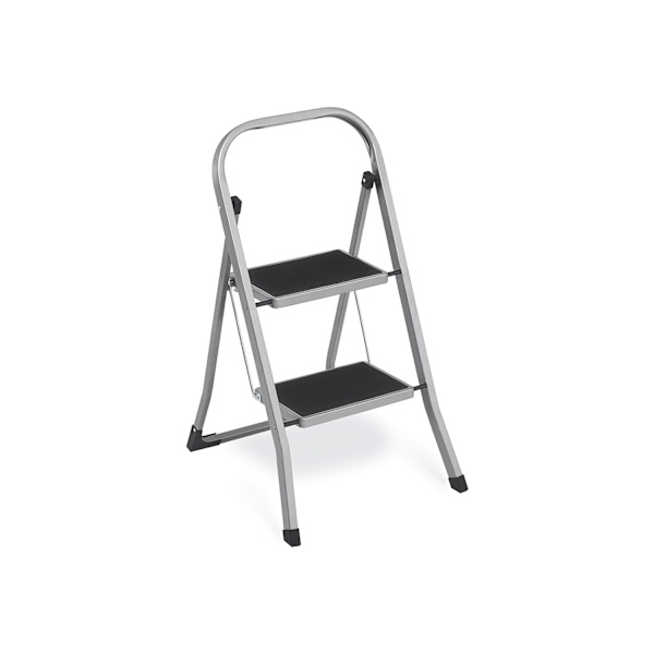 Rootz 2 Step Steel Steel - Fällbar Steppall - Grå - Stål - 45,5cm x 82cm x 55cm - Lättvikt - Max. 150 kg lastkapacitet