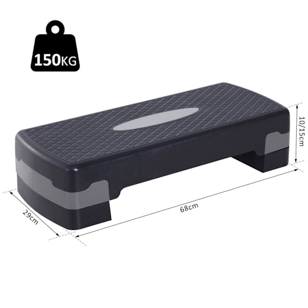 Rootz Step BoardAerobic Fitness - Sort - Plast - 26,77 cm x 11,41 cm x 3,93 cm