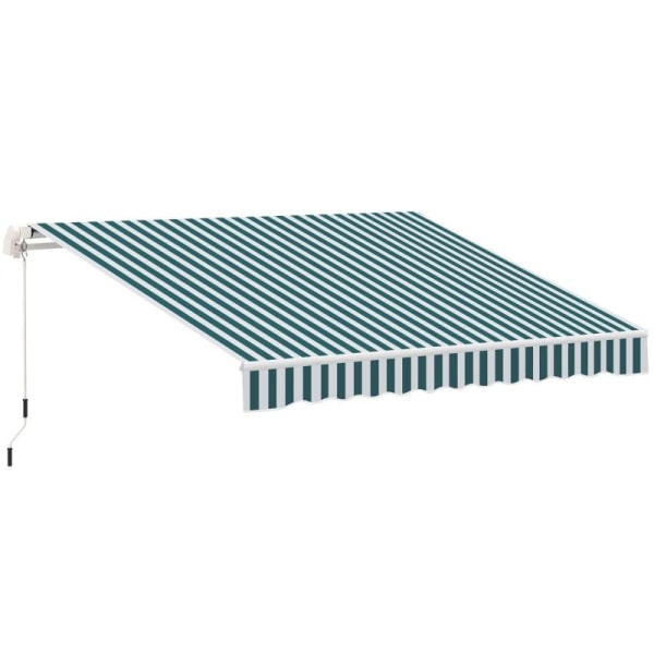 Rootz Vinduesmarkise - Markise - Solafskærmning - Indtrækkelig - Med håndsving - Metalramme - Hvid/grøn - 3,95 x 2,45 x 3,50 m