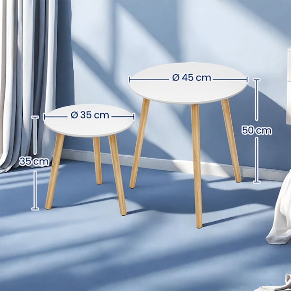 ROTZ SIDA TABLE SET - Round Sofa Table - Minimalistisk skandinavisk stil - Modern & elegant - Förenar skönhet och funktionalitet - Uppsättning av 2 ta