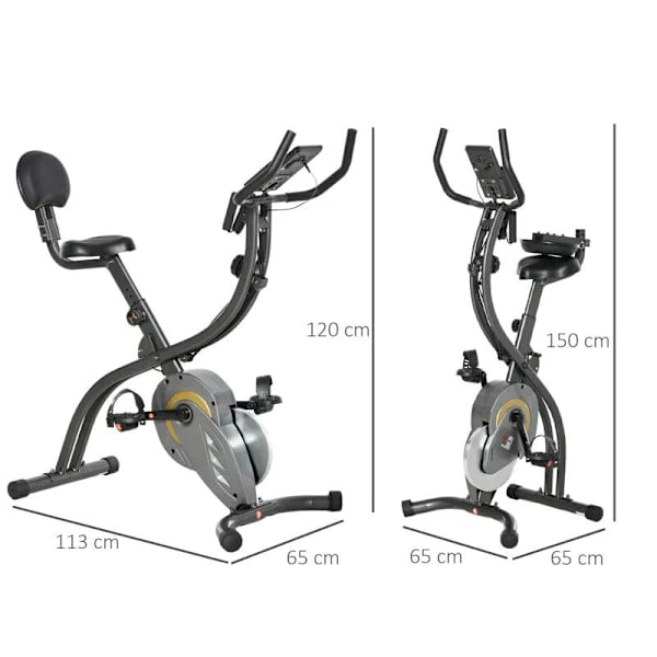 Rootz 2-i-1 cykeltränare - Motionscykel - X-bike - 6 Kg svänghjul - Träningshjul med 16 justerbara magnetiska motståndsnivåer - Svart/Grå - 51 x 97 x