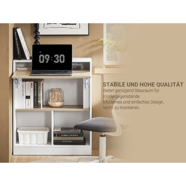 Rootzin taittopöytä - kokoontaitettava työpöytä - tilaa säästävä kaapin ovi - Kestävä MDF & kumipuu - 70x85x54cm, romahtunut 70x85x25cm