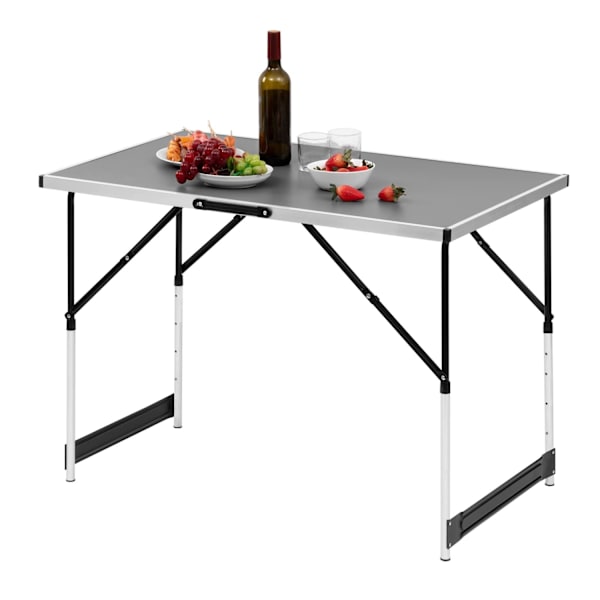 Rootz Campingbord - Sammenklappeligt skrivebord - Bærbar arbejdsstation - Udendørs stativ - Haveoverflade - Picnic-skranke - Eventplatform - Grå - 100