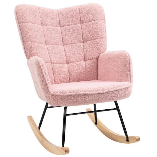 Rootz Relaxing Chair - Gyngestol - Blød polstring - Børneværelse - Elegant design - Berber Fleece Polyester - Cremehvid - 71L x 92W x 101H cm