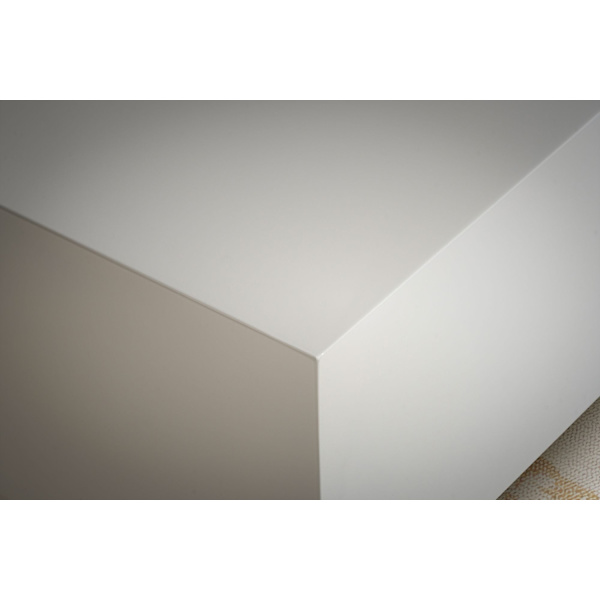 Rootz Elegant Sofabord - Kubebord - Højglans finish - Hvid - Fjernbetjeningsopbevaring - Alsidigt design - 60 cm x 60 cm x 35 cm