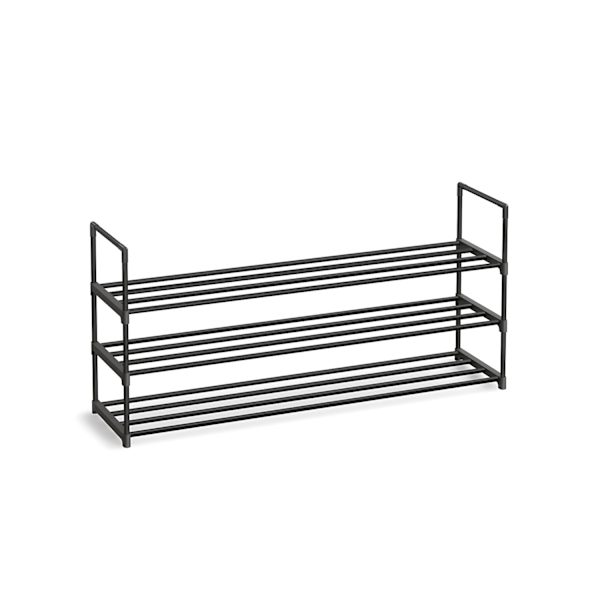 Rootz 3-lagers skoställ - Stapelbar skohållare - Skohylla i metall - Svart - 30 cm x 116 cm x 55 cm - Lättvikt - Enkel montering