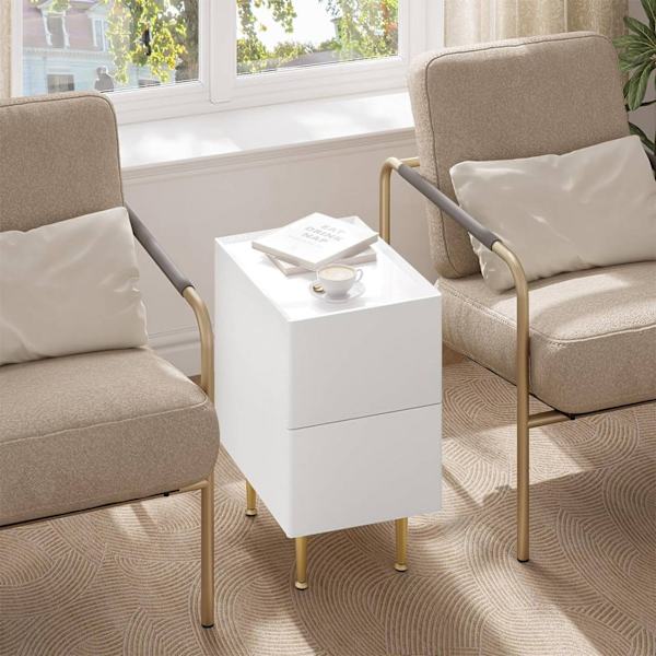 Rootz Modern Sengebord - Natbord, Opbevaringsenhed - Rigelig opbevaring, Holdbart design, Beskyttelsesfunktioner - MDF, Metal - 25x51x40 cm