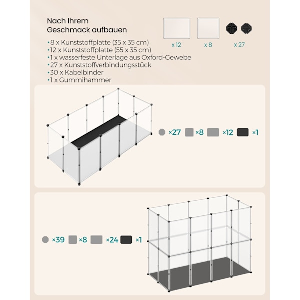 Rootz Inhägnad för smådjur - Husdjursbur - Lekhage - PP-plastpaneler - ABS-kopplingar - Enkel montering - 145cm x 73cm x 57cm