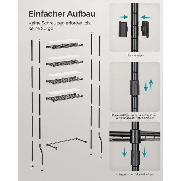 Rootz Metal toilethylde - Organizer til badeværelset - Opbevaringsstativ - Robust konstruktion - Pladsbesparende - Nem montering - 30 cm x 63 cm x 176