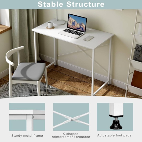 Rootz computerbord - kontorbord - studiebord - rummelig bordplade - 100 cm x 75 cm x 50 cm - E1 træmateriale - stabil struktur