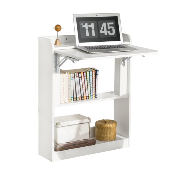 Rootz hopfällbart skrivbord - Datorbord - Arbetsbord - Multifunktionellt, utrymmesbesparande, säkert låsdesign - Vit - 64cm x 82cm x 58cm