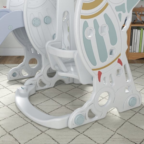 Rootz 3-i-1 set rutschkana för barn med gunga - Lekplats - Aktivitetscenter för småbarn - Säkert och hållbart - Enkel montering - Raketdesign - 150 cm