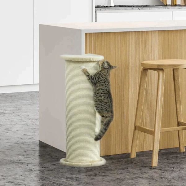 Rootz Scratching Barrel - Corner Scratcher - Corner Design - Space Saving - Creme White - 35cm x 35cm x 85cm