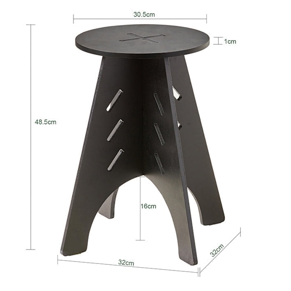 Rootz sidobord i trä - Soffbord - Tappbord - Enkel montering - Miljövänlig - Bullerdämpande golvskydd - H48,5 x Ø30,5 cm - Svart