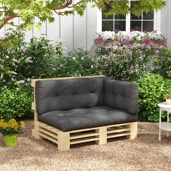 Rootz Garden Istuintyynyt - Puutarhakalusteet - Säänkestävä - Napin tikkaus - Selkätyyny - Sivutyyny - Polyesteri - Tummanharmaa - 120cm x 80cm x 12cm