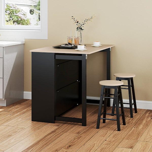 Rootz 3 Piece Barset - Bar Table Set - Foldbar matuppsättning - 6 förvaringsfack - 116x70x89,5 cm