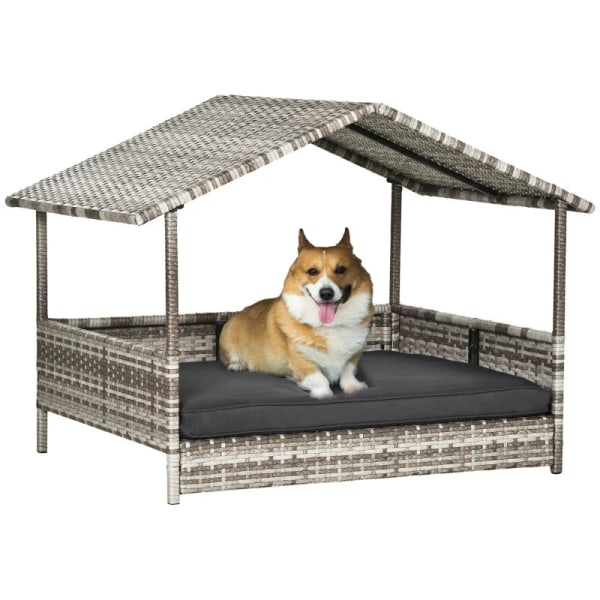 Rootz Hundekennel - Hundehus - Dyreseng - Hundekurv - Vejrbestandig - Aftagelig plakat - Grå - 69cm x 98cm x 70cm