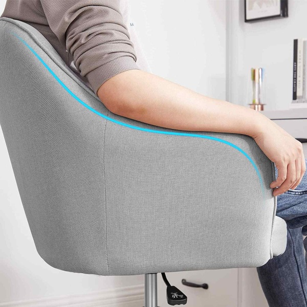 Rootz Højdejusterbar kontorstol - Skrivebordsstol - Ergonomisk stol - Åndbar overflade - Moderne design - PU-hjul - Lysegrå - Stålramme - 65cm x 69cm