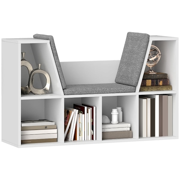 Rootz Bogreol - Bogreol - Opbevaringsenhed - Organiser bøger - 105W x 30D x 63H cm - Seks rum - Komfortable sædehynder