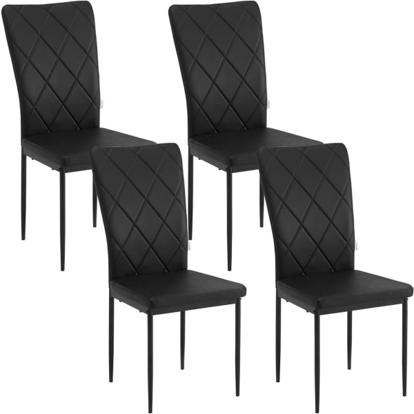 Rootz matstolar Set med 4 - Moderna köksstolar - Kontorssittplatser - Bekväm vadderad sits - Ergonomiskt högt ryggstöd - Slitstark metallram - 42 cm x