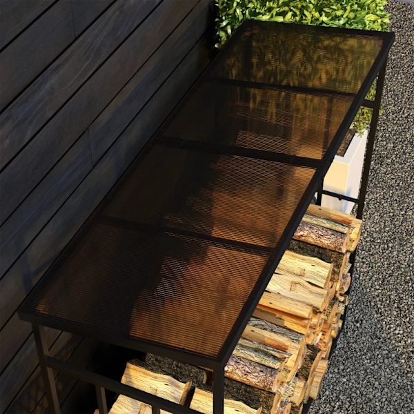 Rootz Vedställ - Polykarbonattak - Metallram - Utomhusbruk - Svart+Brun - 185x67x185cm