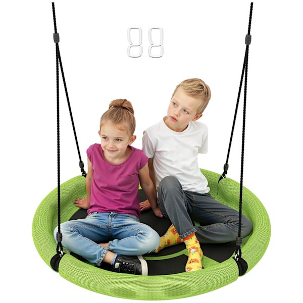Rootz Round Garden Swing - Nest Swing - Basket Seat - 150 kg fjädrande - Ø98 x 190h cm