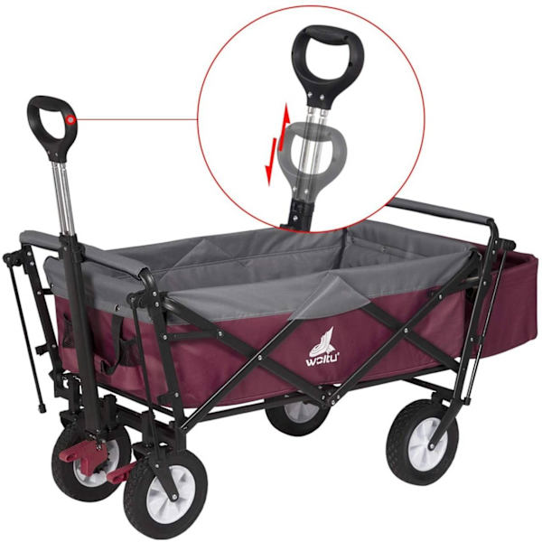Rootz hopfällbar vagn med tak - Bruksvagn - Trädgårdsvagn - Slitstark 600D polyester - Enkel förvaring - Kraftig 80 kg Kapacitet - 120 cm x 51 cm x 93