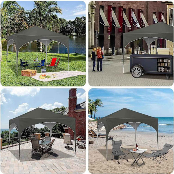Rootz Gazebo - Pop-Up Canopy - Utomhusskydd - Vattentät, UV-skydd, Enkel installation - Oxford metallram - 3x3m - Grå